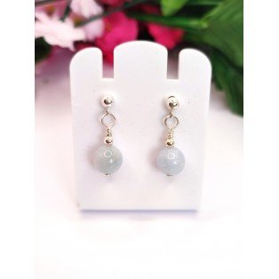 Natural Aquamarine Earrings - 8mm French Post Style